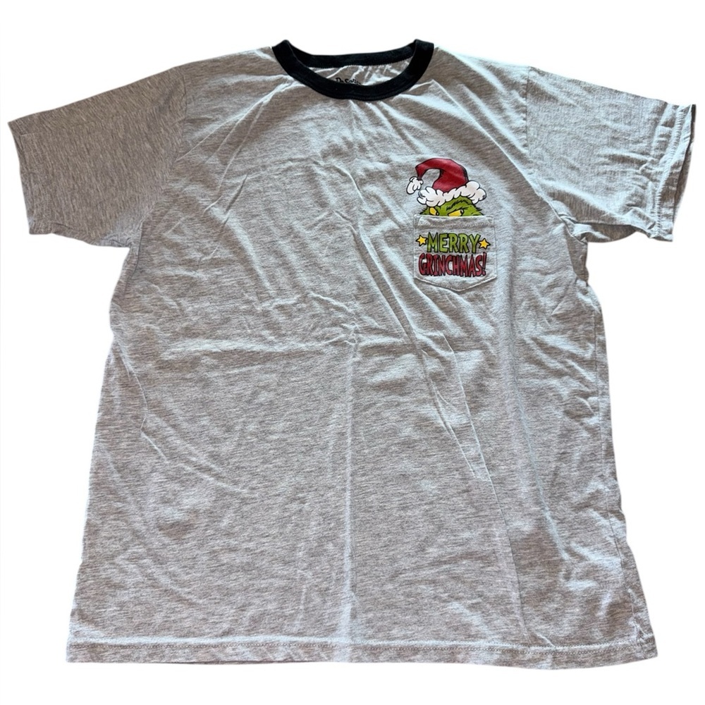 Dr. Seuss Merry Grinchmas Black and Gray Short Sleeve T-Shirt M
